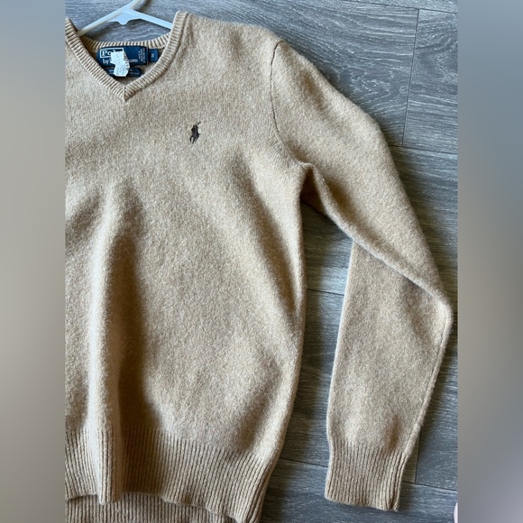 Polo Ralph Lauren super soft 100% lambs wool neutral toned v-neck sweater Size S - Picture 7 of 12
